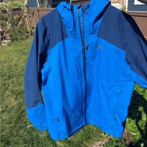 REI Vibrant Blue and Dark Blue Hooded Jacket